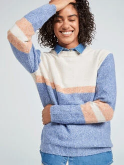 Roxy Real Groove Striped Sweater 12 Roxy Real Groove Striped Sweater -Shoreline Mood erjsw03540 roxym bng0 frt1