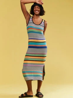 Roxy Sunshine Bouquet Midi Length Strappy Dress -Shoreline Mood erjsw03562 roxym kyh6 frt1