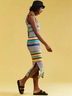 Roxy Sunshine Bouquet Midi Length Strappy Dress -Shoreline Mood erjsw03562 roxym kyh6 frt2