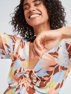 Roxy Summer Flow Printed Mini Dress -Shoreline Mood erjwd03675 roxym cpq6 frt3