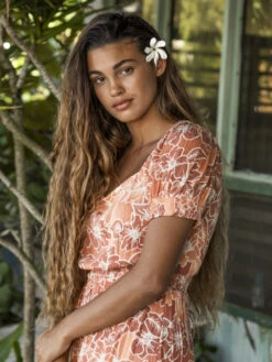 Roxy Palmy Breeze Printed Short Sleeve Midi Dress 10 Roxy Palmy Breeze Printed Short Sleeve Midi Dress -Shoreline Mood erjwd03679 roxyl mfq6 bck2