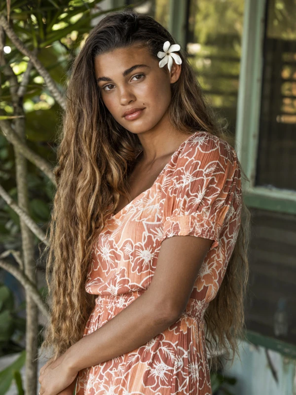 Roxy Palmy Breeze Printed Short Sleeve Midi Dress 3 Roxy Palmy Breeze Printed Short Sleeve Midi Dress - Image 3