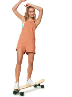 Roxy Silver Sky Again Dungaree Shorts -Shoreline Mood erjwd03706 roxym ckl0 frt1