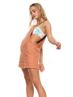 Roxy Silver Sky Again Dungaree Shorts -Shoreline Mood erjwd03706 roxym ckl0 frt2