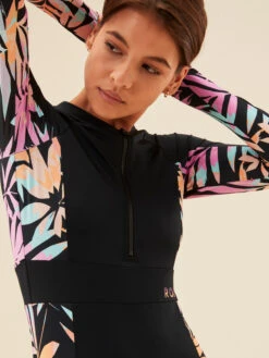 Roxy Active Long Sleeve One-Piece Swimsuit 13 Roxy Active Long Sleeve One-Piece Swimsuit -Shoreline Mood erjwr03628 roxym kvj4 frt4