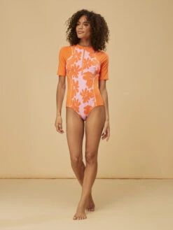 Roxy Surf.Kind.Kate. Short Sleeve One-Piece Swimsuit 14 Roxy Surf.Kind.Kate. Short Sleeve One-Piece Swimsuit -Shoreline Mood erjwr03646 roxym xmnm bck9