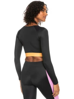 Roxy Fitness Long Sleeve Cropped Rashguard -Shoreline Mood erjwr03652 roxyw kvj0 bck1