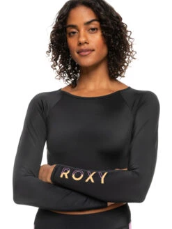 Roxy Fitness Long Sleeve Cropped Rashguard -Shoreline Mood erjwr03652 roxyw kvj0 frt3