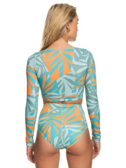 Roxy Pro Nose Ride Long Sleeve Cropped Rashguard -Shoreline Mood erjwr03666 roxyw bhb6 bck1