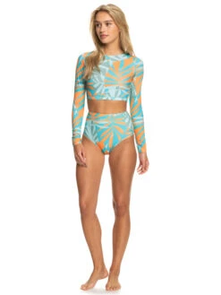 Roxy Pro Nose Ride Long Sleeve Cropped Rashguard -Shoreline Mood erjwr03666 roxyw bhb6 frt9