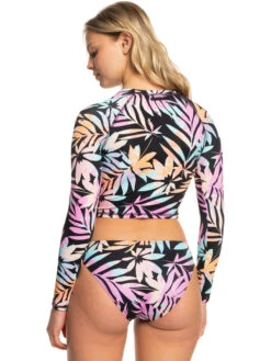 Roxy Active Cropped Long Sleeve Rashguard -Shoreline Mood erjwr03671 roxyw kvj4 bck1