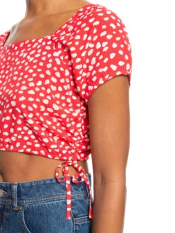 Roxy Dear Amor Printed Short Sleeve Crop Top -Shoreline Mood erjwt03535 roxyw rmz7 frt3