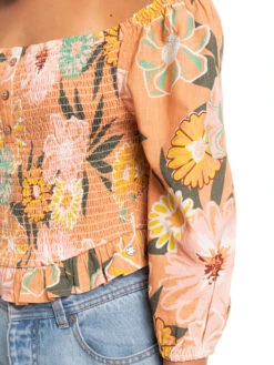 Roxy Like The Sun Again Woven Off The Shoulder Top -Shoreline Mood erjwt03557 roxyw ckn8 frt4