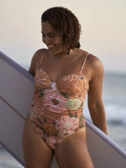 Roxy Love Rib The Muse Underwire One Piece Swimsuit -Shoreline Mood erjx103463 roxyl ckn7 frt10