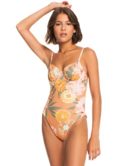 Roxy Love Rib The Muse Underwire One Piece Swimsuit -Shoreline Mood erjx103463 roxyw ckn7 frt1