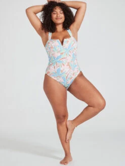Roxy Love Rib The Coco D-Cup One Piece Swimsuit -Shoreline Mood erjx103506 roxym gfe9 bck9