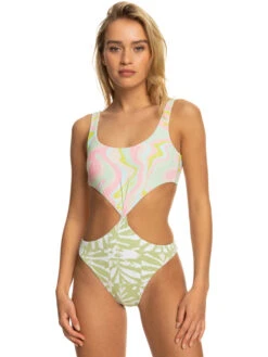 Roxy Tropics Hype Reversible One-Piece Swimsuit -Shoreline Mood erjx103538 roxyw gbg3 frt4