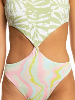 Roxy Tropics Hype Reversible One-Piece Swimsuit -Shoreline Mood erjx103538 roxyw gbg3 frt6
