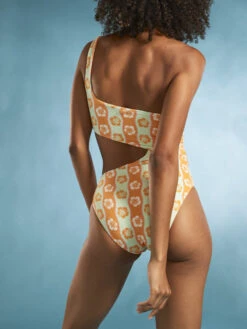 Roxy Wavy Babe One-Piece Swimsuit -Shoreline Mood erjx103540 roxym gbg6 bck1