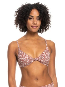 Roxy Love The Surf Knot Printed Rib Bikini Top -Shoreline Mood erjx304869 roxyw cpq8 frt1