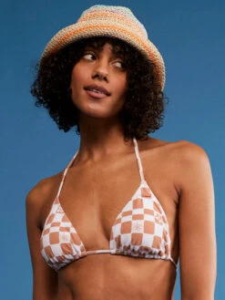 Roxy Check It Tiki Triangle Bikini Top -Shoreline Mood erjx304918 roxym ckl5 frt1