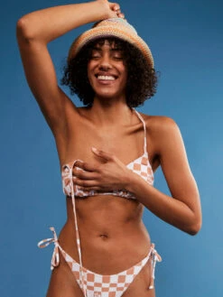 Roxy Check It Tiki Triangle Bikini Top -Shoreline Mood erjx304918 roxym ckl5 frt10