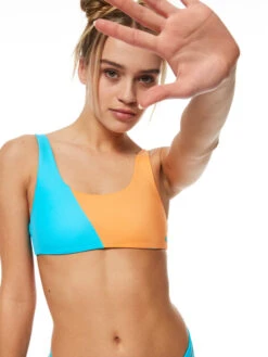 Roxy Colorblock Party Bralette Bikini Top -Shoreline Mood erjx304952 roxym bgz0 frt1