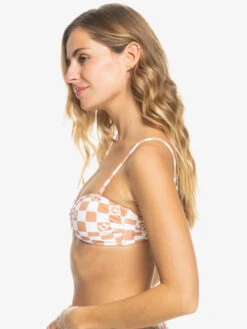 Roxy Check It 2 Bandeau Bikini Top -Shoreline Mood erjx304953 roxyw ckl5 frt4