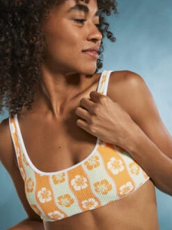 Roxy Wavy Babe Bralette Bikini Top -Shoreline Mood erjx305021 roxym gbg6 frt1