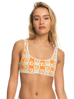 Roxy Wavy Babe Bralette Bikini Top -Shoreline Mood erjx305021 roxyw gbg6 frt1