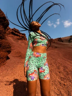 Stella Jean X Roxy Bike Short Bikini Bottoms -Shoreline Mood erjx404471 roxyl gnv5 frt3