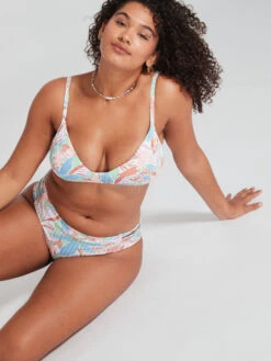 Roxy Love The Rocker Rib Knit Bikini Bottoms -Shoreline Mood erjx404513 roxym gfe9 bck9