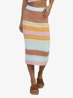 Roxy Playa Morning Knitted Bodycon Skirt 14 Roxy Playa Morning Knitted Bodycon Skirt -Shoreline Mood urjkk03002 roxyw bek8 frt1