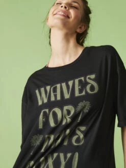 Roxy Barracuda Oversized T-Shirt -Shoreline Mood urjzt03719 roxym kvj0 bck2
